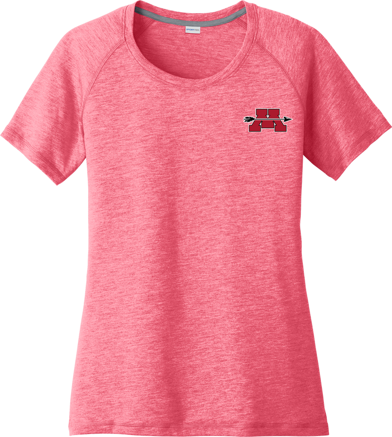 Mercer Arrows Ladies PosiCharge Tri-Blend Wicking Scoop Neck Raglan Tee