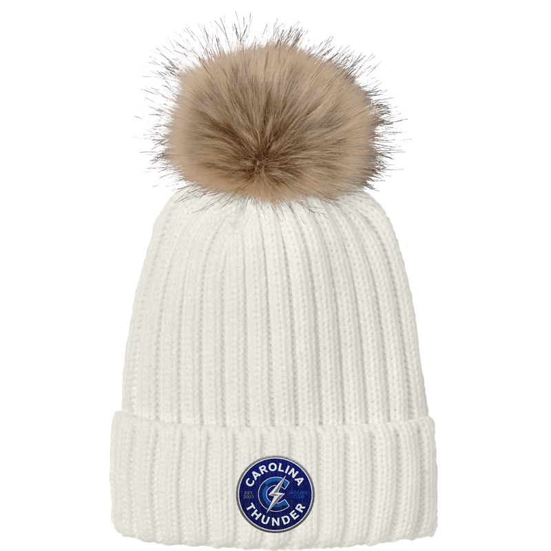 Carolina Thunder Faux Fur Pom Beanie