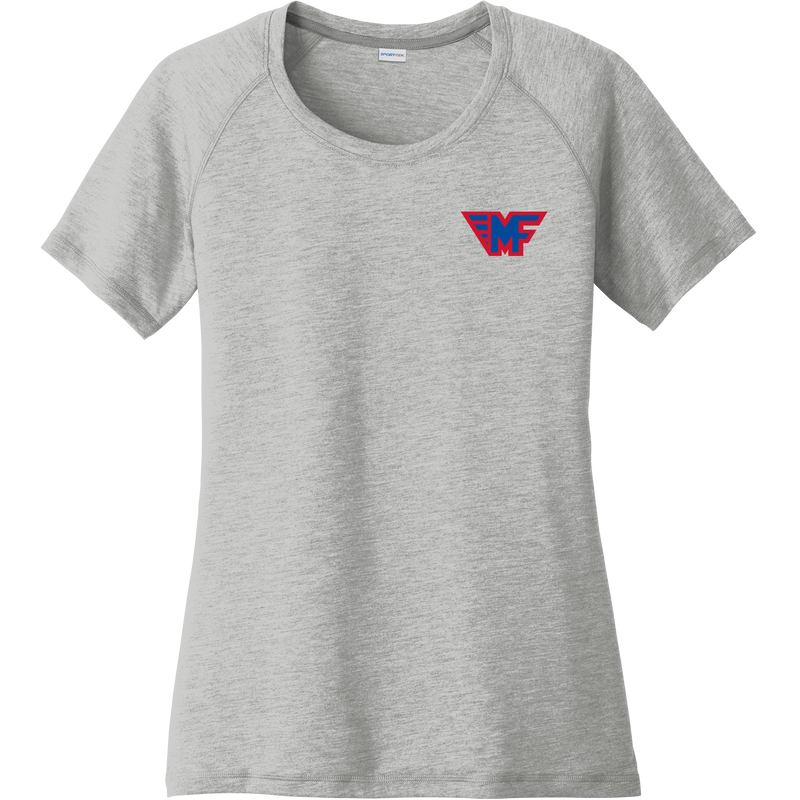 Mid-Fairfield Ladies PosiCharge Tri-Blend Wicking Scoop Neck Raglan Tee